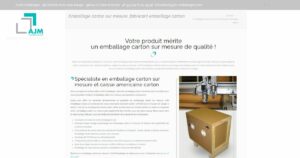 Page internet emballage carton sur mesure d'AJM Emballages, fabricant emballage carton.