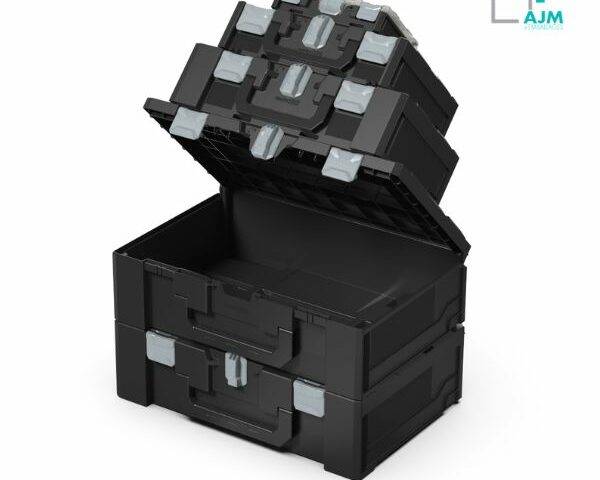 Le système de mallette metabox est empilable avec différentes tailles de mallette modulaire.