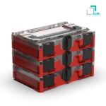 mallette modulaire rouge - mallette empilée - AJM Emballages