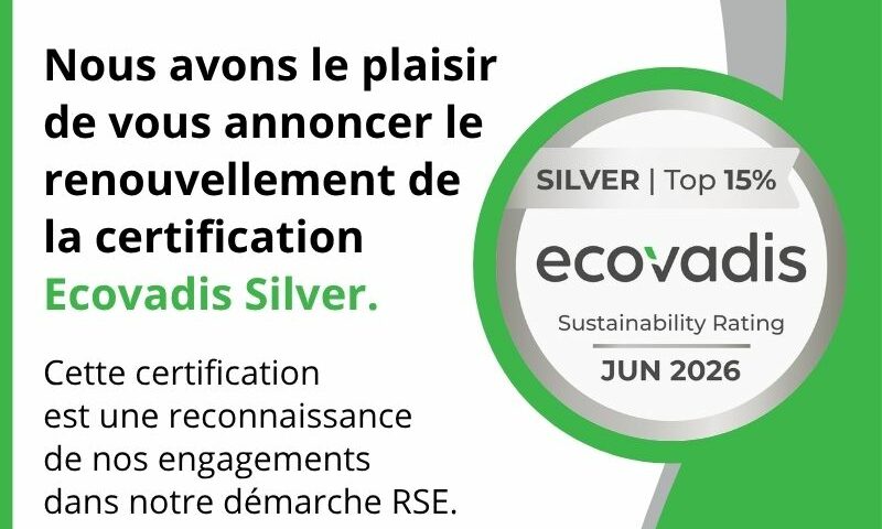 AJM Emballages a renouvelé sa certification ecovadis silver.